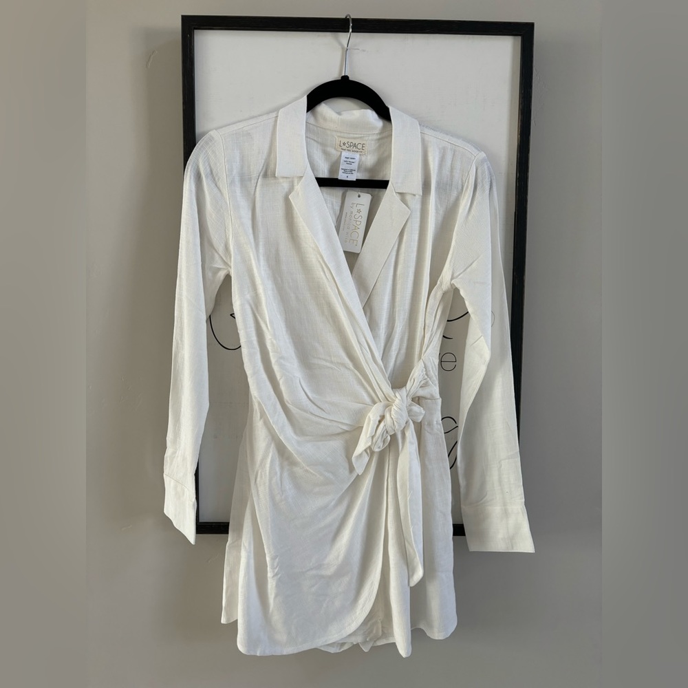 L*Space 100% Viscose White Wrap Romper Size 6